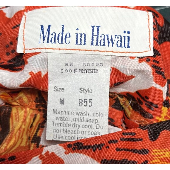 Vintage Made in Hawaii Medium Orange Floral Muu Muu Short cap sleeve 54"long - Picture 6 of 6